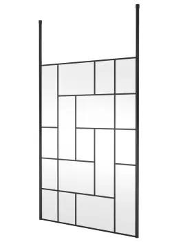 Image of Hudson Reed 1400mm Abstract Frame Wetroom Screen With Ceiling Posts - Matt Black