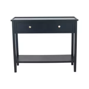 Image of Vermont 2-Drawer Satin Black Pine Antique Style Console Table Black