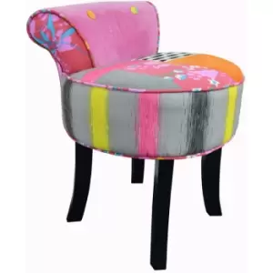 Image of Watsons - Contemporary Padded Stool / Fan Back Chair with Wood Legs - Multi-coloured - Multi-coloured