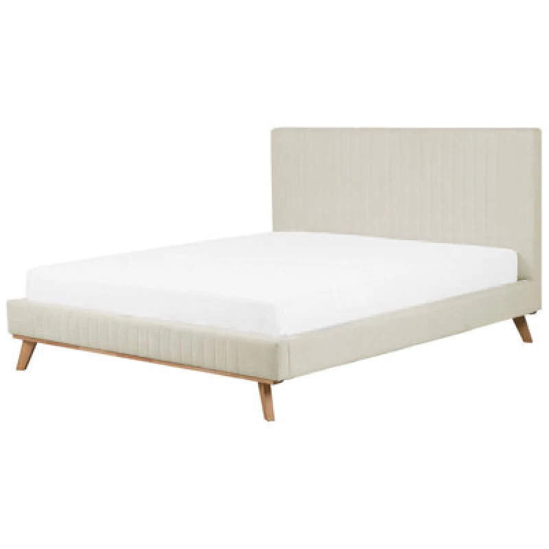 Image of Beliani Bed Chenille Talence 180 X 200 Cm (Eu Super King) Light Beige