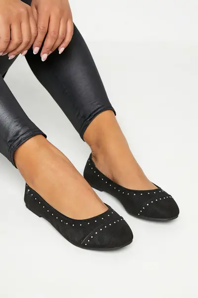 Image of Yours Wide & Extra Wide Fit Ballerina Pumps Black