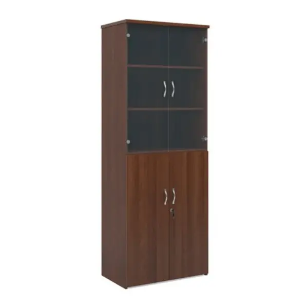 Image of Universal Universal combination unit with glass upper doors 2140mm high with 5 shelves - walnut Walnut R2140COMW