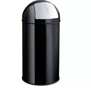 Image of helit Push top waste bin made of steel, capacity 50 l, HxØ 745 x 360 mm, black