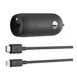 Image of Belkin BOOSTCHARGE 18W USB-C Car Charger with USB-C to Lightning Cable