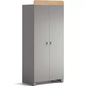 Image of Little Acorns Classic Double Wardrobe, Grey & Oak - Grey & Oak