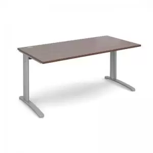 Image of TR10 straight desk 1600mm x 800mm - silver frame and walnut top