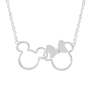 Image of Disney Mickey and Minnie Mouse Silver Plated Brass Necklace NF00287SL-18