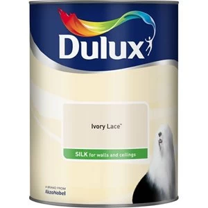 Image of Dulux Walls & Ceilings Ivory Lace Silk Emulsion Paint 5L