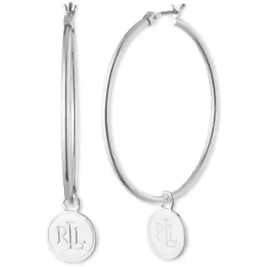 Image of Lauren by Ralph Lauren Lauren Ralph Lauren Silver Logo Hoop Earrings - Silver