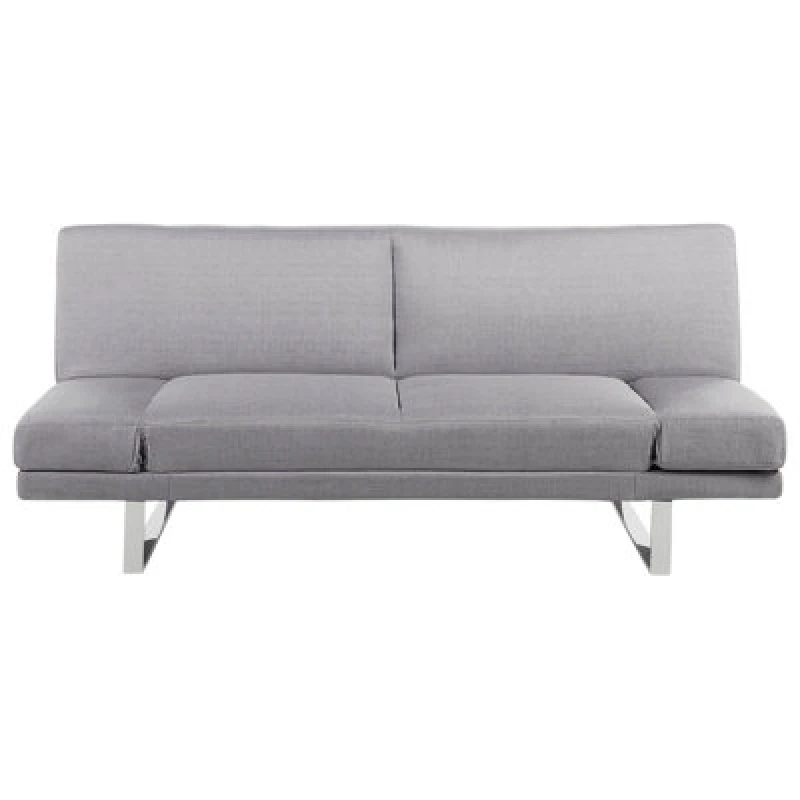 Image of Beliani Sofa Bed 2 Seater York Fabric Light Grey