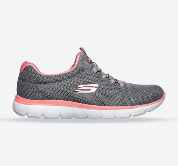 Image of Skechers Womens Summits Slip On Lightweight Sports Trainers UK Size 5 (EU 38) Grey/Pink SKE1170-GYPK-5