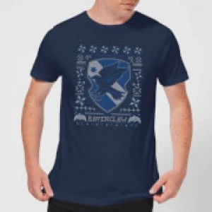 Image of Harry Potter Ravenclaw Crest Mens Christmas T-Shirt - Navy - S