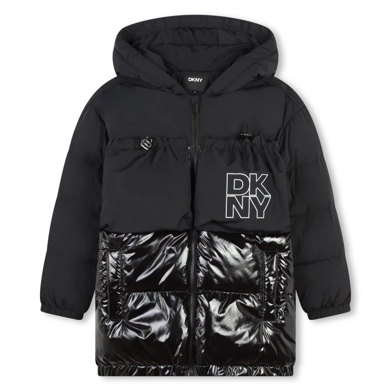 Image of DKNY Logo Puffer Jacket Juniors - Black 6 - 7 Years