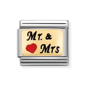 Image of Nomination Classic Gold Mr & Mrs Heart Charm