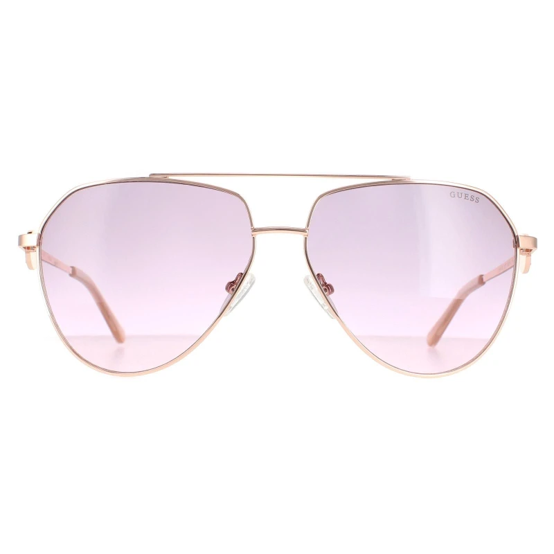 Image of Guess Aviator Shiny Rose Gold Bordeaux Gradient GF6140 Gold female