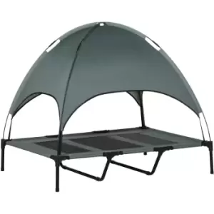 Image of 122cm Elevated Dog Bed Cooling Raised Pet Cot uv Protection Canopy Grey - Grey - Pawhut