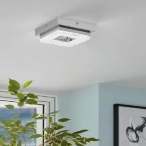 Image of Eglo Fradelo Square Chrome and Crystal Ceiling Light Small Discontinued