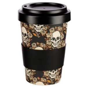 Image of Skulls and Roses Design Bambootique Eco Friendly Travel Cup/Mug