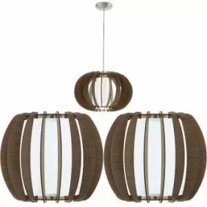 Image of Ceiling Pendant Light & 2x Matching Wall Lights Dark Wood & White Glass Shade