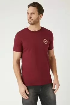 Image of Burgundy Short Sleeve Amsterdam Print T-Shirt