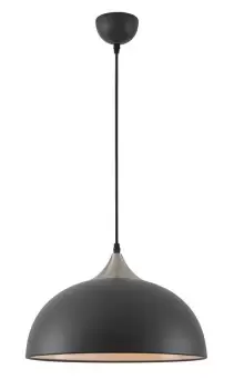 Image of Dome Ceiling Pendant, 1 x E27, Sand Black, Satin Nickel