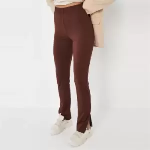 Image of Missguided Split Hem Flared Legging - Brown