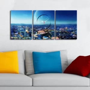 Image of 3P3040CS-87 Multicolor Decorative Canvas Wall Clock (3 Pieces)