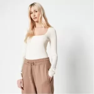 Image of Missguided Tall Basic Square Neck Rib Knit Top - Cream