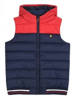 Image of Lyle & Scott Boys Colour Block Tipped Gilet - Navy/Red