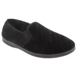 Image of Zedzzz Mens Kevin Velour Twin Gusset Slippers (10 UK) (Black)