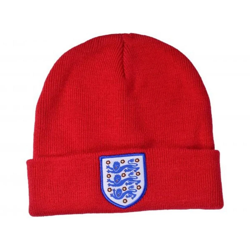 Image of England FA Mens Knitted Turned Up Cuff Beanie in Red Red Male One Size