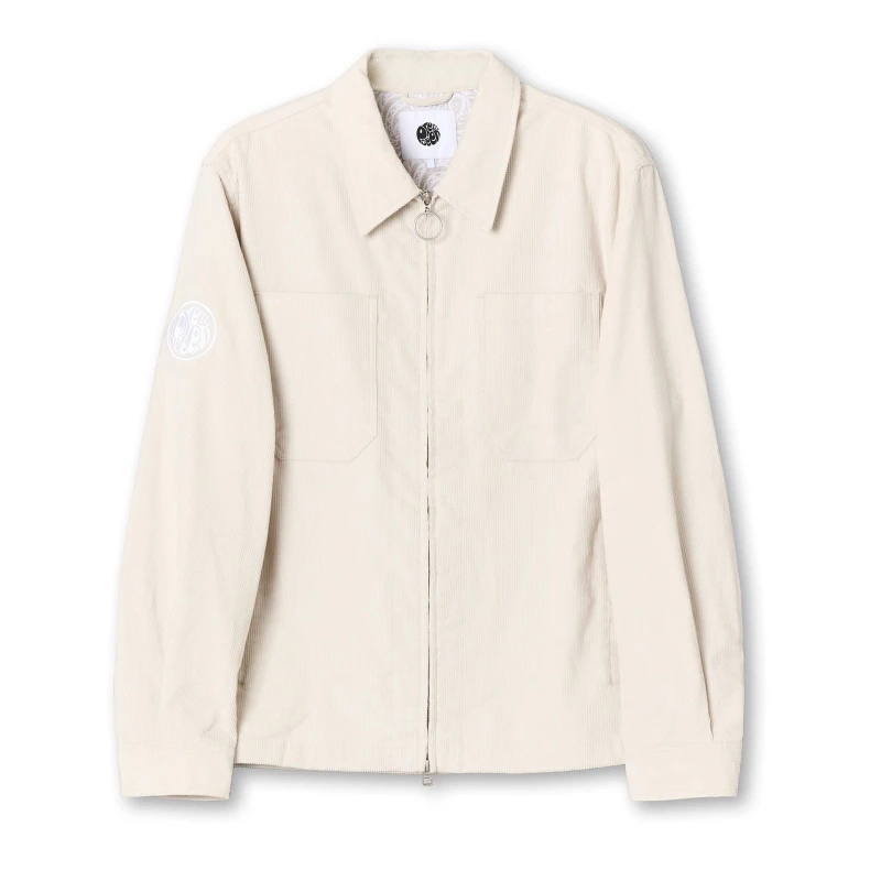 Image of Pretty Green Mens Prestwich Cord Textured Overshirt Stone male Small