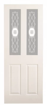 Image of Wickes Stirling Internal White Glazed Grained 4 Panel Moulded Door - 1981 x 686mm