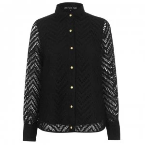 Image of Biba Long Sleeve Lace Shirt - Black