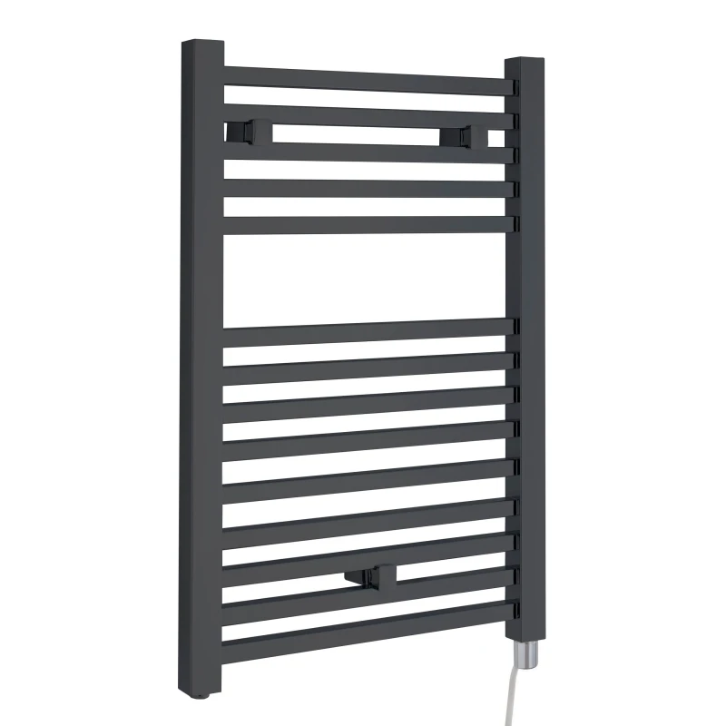 Image of Balterley Electric Vertical Square Towel Rail 300 Watt Anthracite 690x 500mm Grey