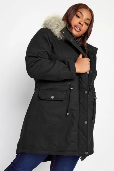 Image of Faux Fur Hood Parka Coat