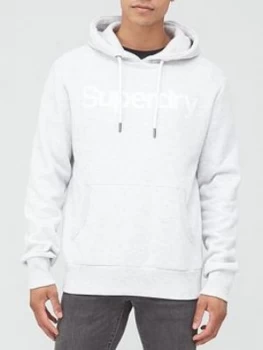 Image of Superdry Core Logo Hoodie - White, Grey Marl Size M Men