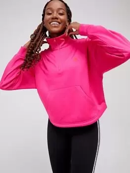 Image of adidas Game And Go 1/4 Zip Track Top - Pink, Size S, Women