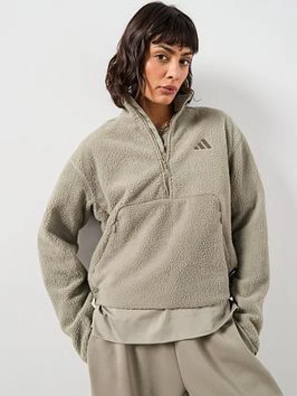 Image of Adidas SPORTSWEAR Urban Outdoor Half-Zip Fleece grey Women XS;S;M;L;XL