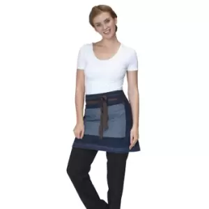 Image of Dennys Washed Denim Contrast Waist Apron (One Size) (Raw Blue Denim)