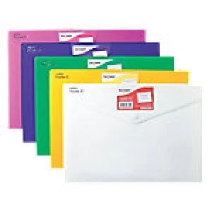 Image of Snopake Document Wallets Assorted Polypropylene 33 x 0.5 x 24cm 5 Pieces