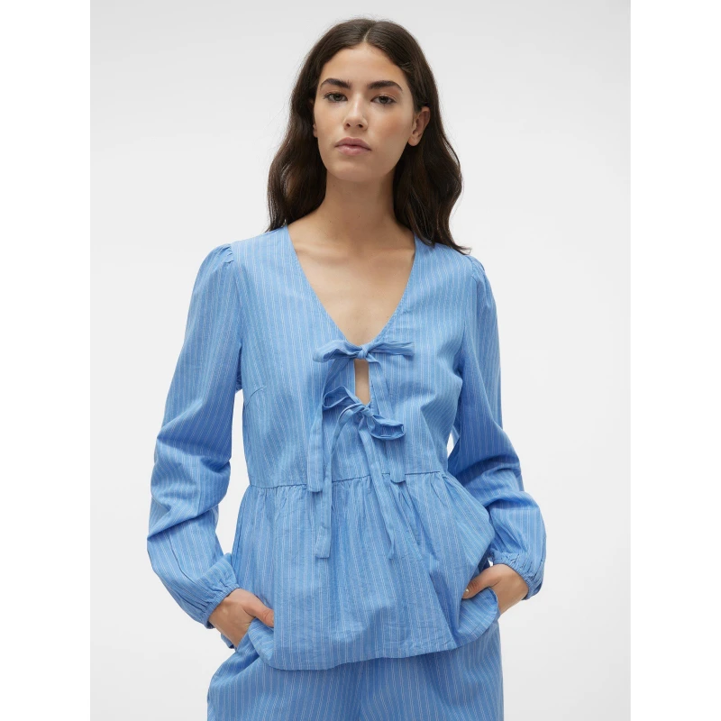 Image of Vero Moda Gili Tie Top - Blue Blue 8