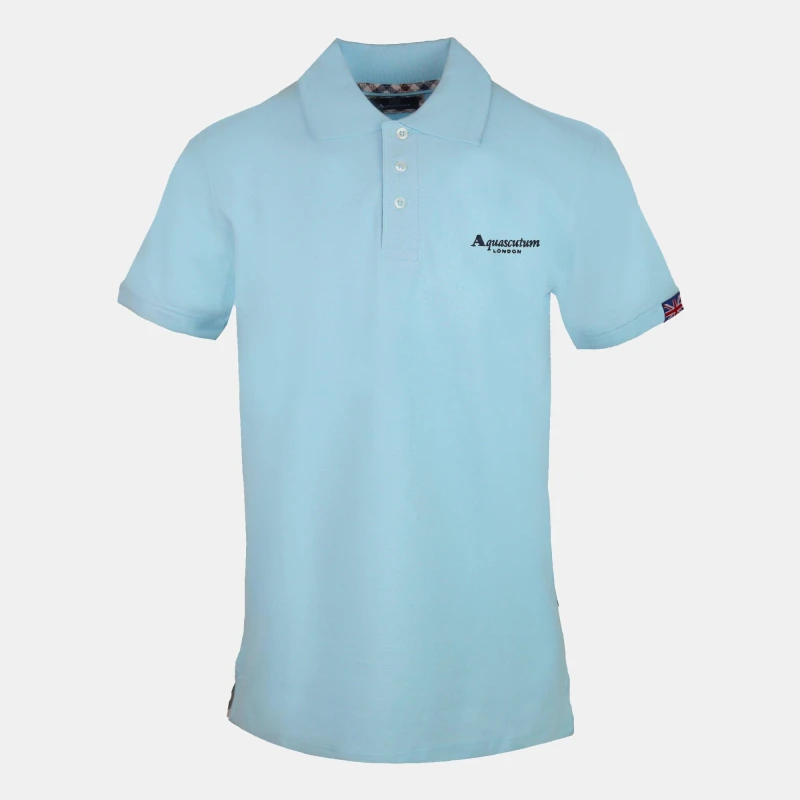 Image of Aquascutum Mens Polo Short Sleeve Shirt Cielo male Small