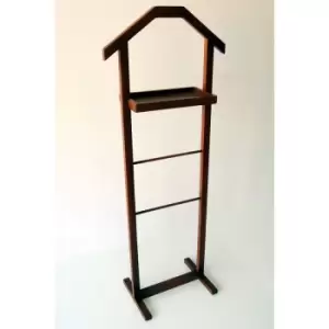 Image of Rynpso Handmade Natural Solid Wood Valet Stand With Tray Clothes Valet Suit Stand Clothes Stand - Dark - Decorotika