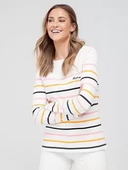Image of Barbour Hawkins Pure Cotton Stripe Jersey Top - Multi, White, Size 18, Women