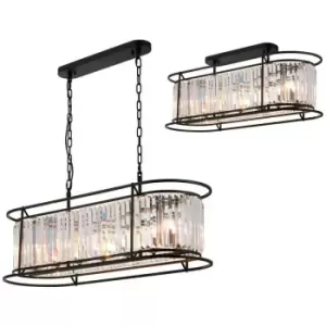 Image of Luminosa Lighting - Luminosa Guilford Oval Ceiling Pendant, 7 Light E14, Satin Black, Clear