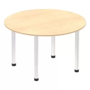 Image of Impulse 1000mm Round Table Maple Top Chrome Post Leg