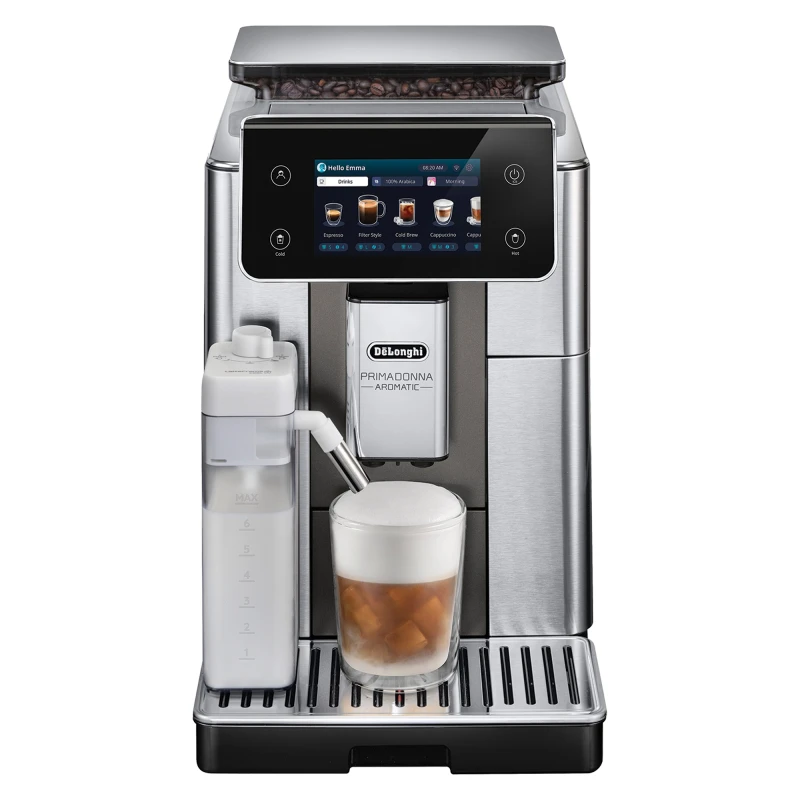 Image of DeLonghi ECAM630.75 PrimaDonna Aromatic Silver Automatic Bean-to cup Coffee Machine with Milk Frother ECAM630.75 Silver