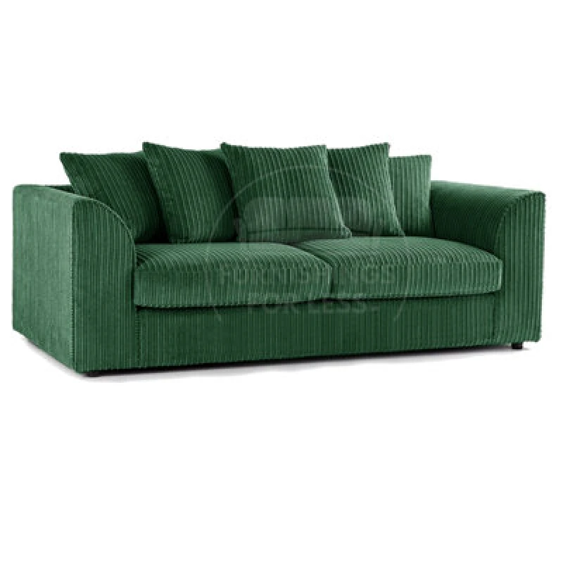 Image of Furnishings For Less UK Luxor Jumbo Cord Green Fabric 3 Seater Sofa