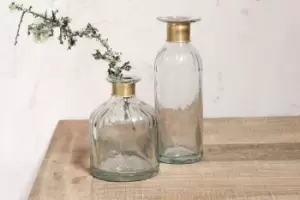 Image of Nkuku Chara Hammered Bottle Vases & Planters Clear Small 15 x 11cm (Diameter)